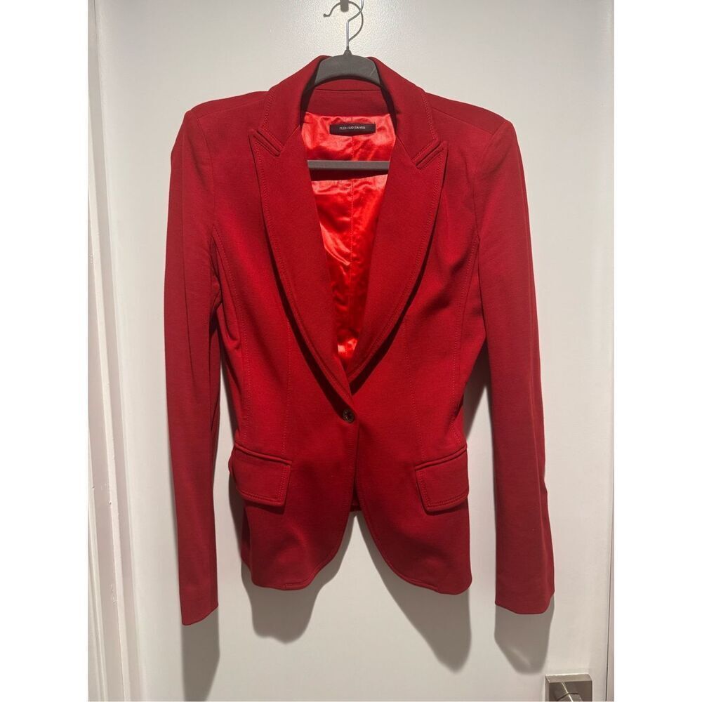 Plein Sud Jeanius red jersey knit blazer jacket size us 8 / fr 40
